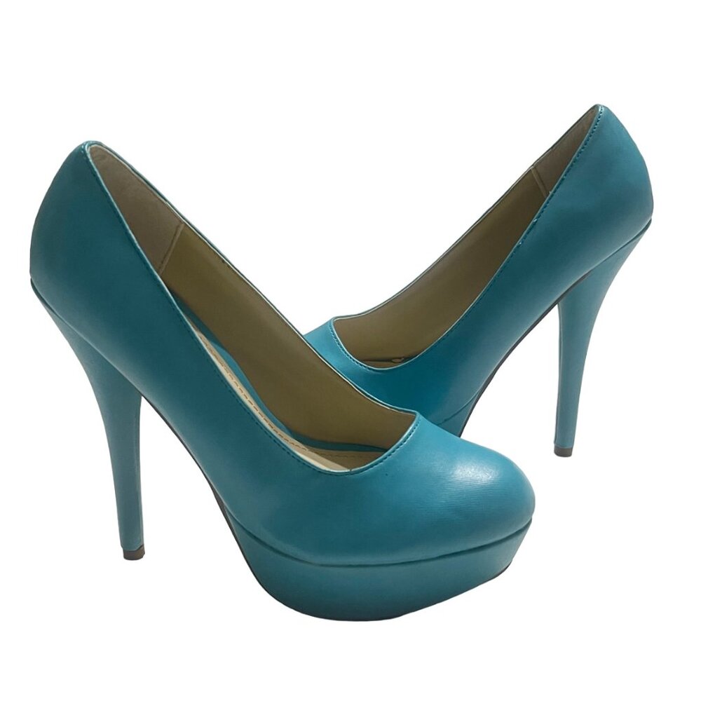 Turquoise Platform High Heel Pumps | Stiletto Dress Shoes - Picture 6 of 8